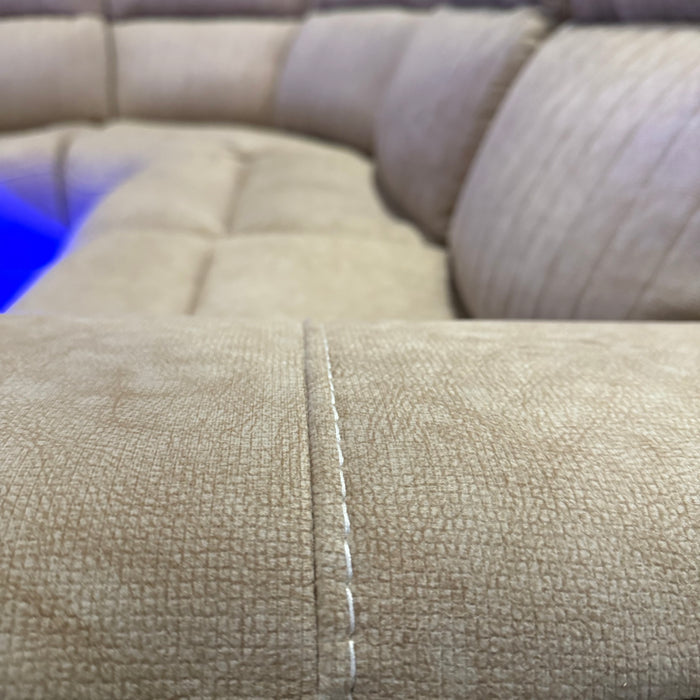 Cassa Beige Fabric Electric Recliner Corner Sofa