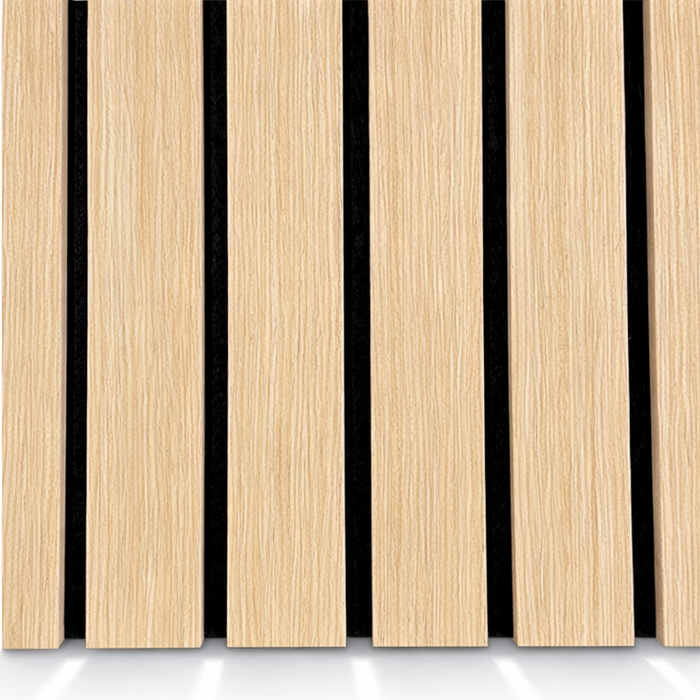 White Oak oak veneer 3 sided Extra wide Acoustic Premium slatted wooden wall Panels 2400mm x 320 (2 Pack)