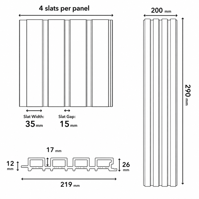 Composite Exterior outdoor Panels - Waterproof UV-Resistant 2900mm x 200mm