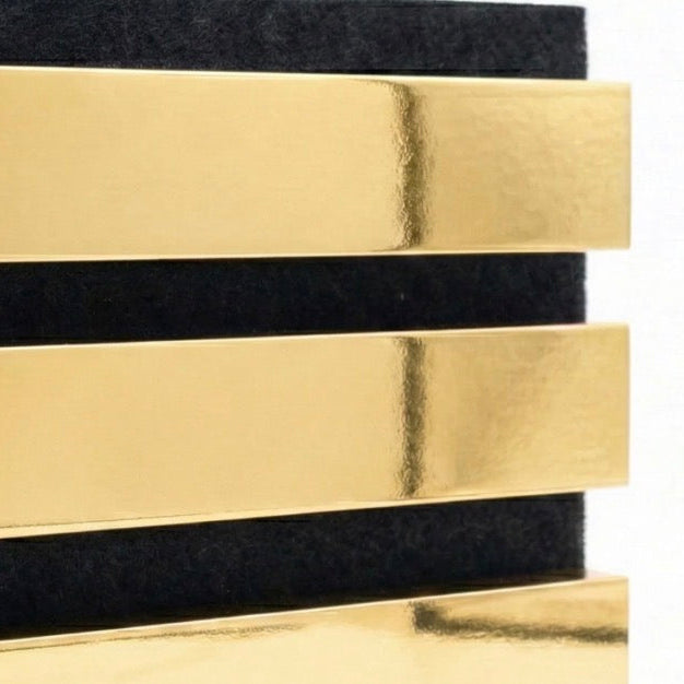 Extra Wide Gold Effect Acoustic Premium slatted wooden felt back wall Panels 2400mm x 600m x18mm