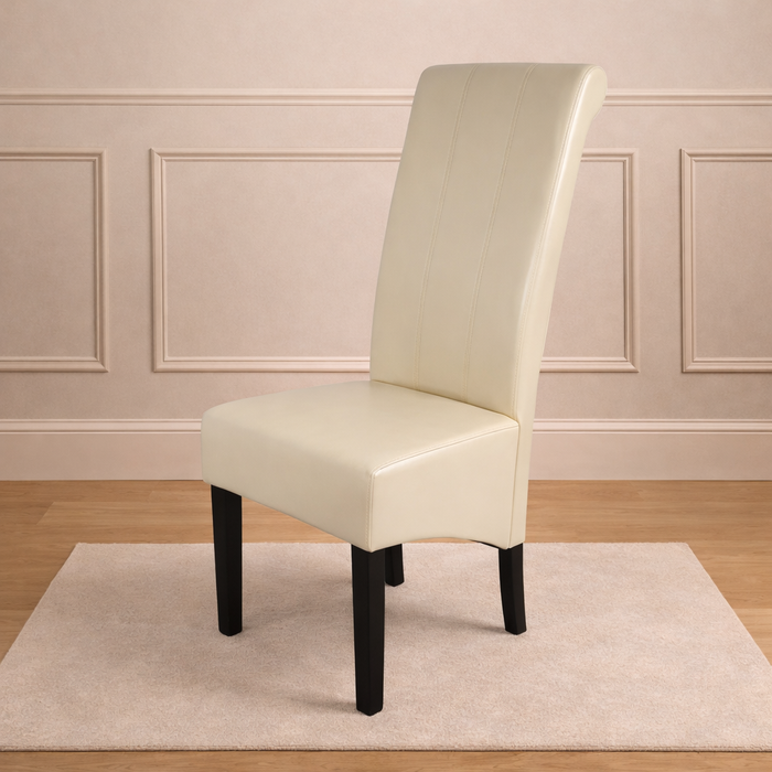 Pair of Lucy Cream Leather Dining chairs