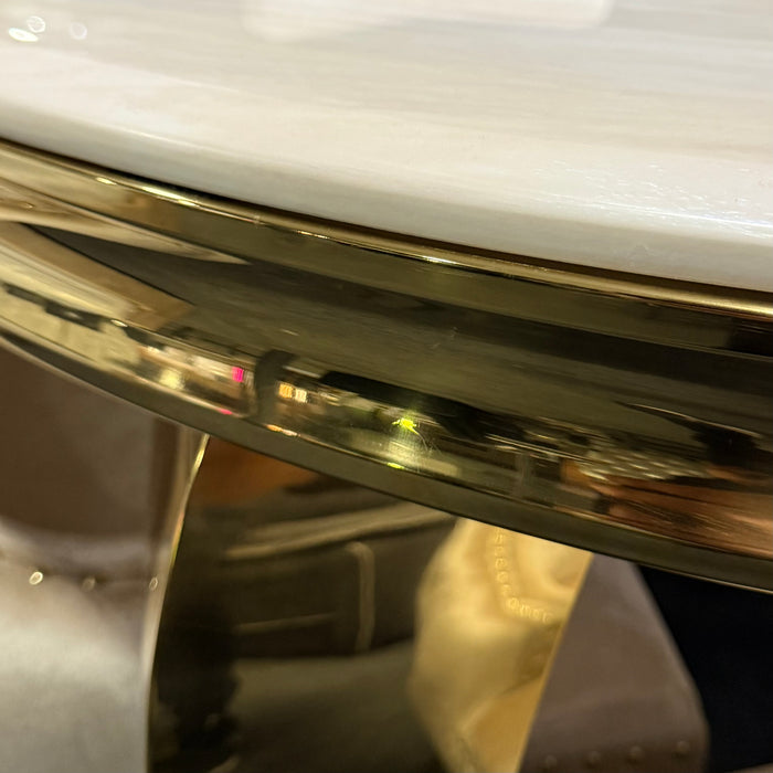 Louis Luxury 1.8m Cream marble with Victoria dining chairs and bench