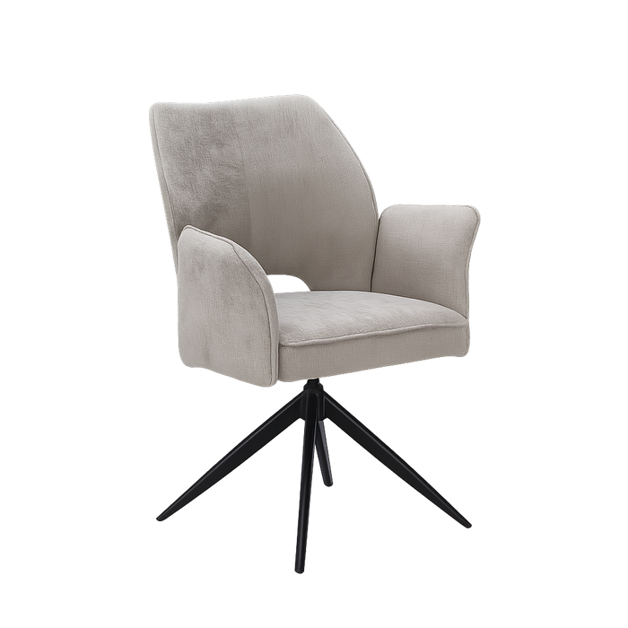 Pair of Russo 360 Auto Spin back fabric dining chair in light grey