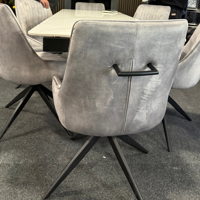 Obsidian Ceramic Extending table with 360 spin chairs dining set