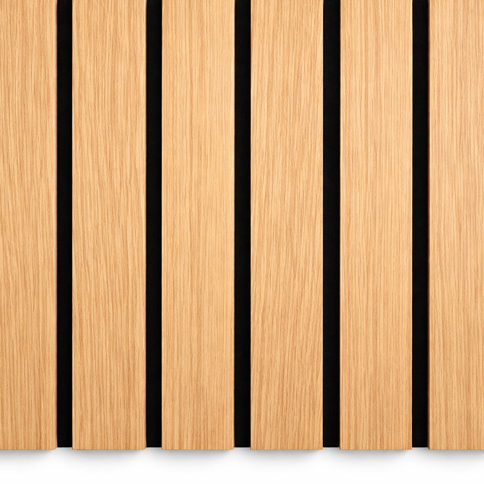 Wide Slat 3 sided Oak Acoustic Premium slatted wooden felt back wall Panels 2400mm x 600mm - x1 Panel