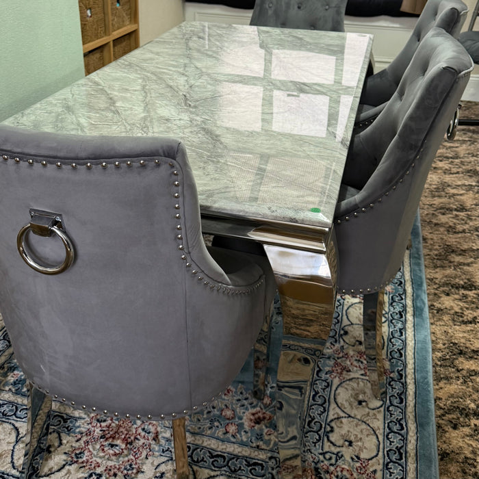Louis Marble Dining set With Cheshire Knocker Ring Chairs