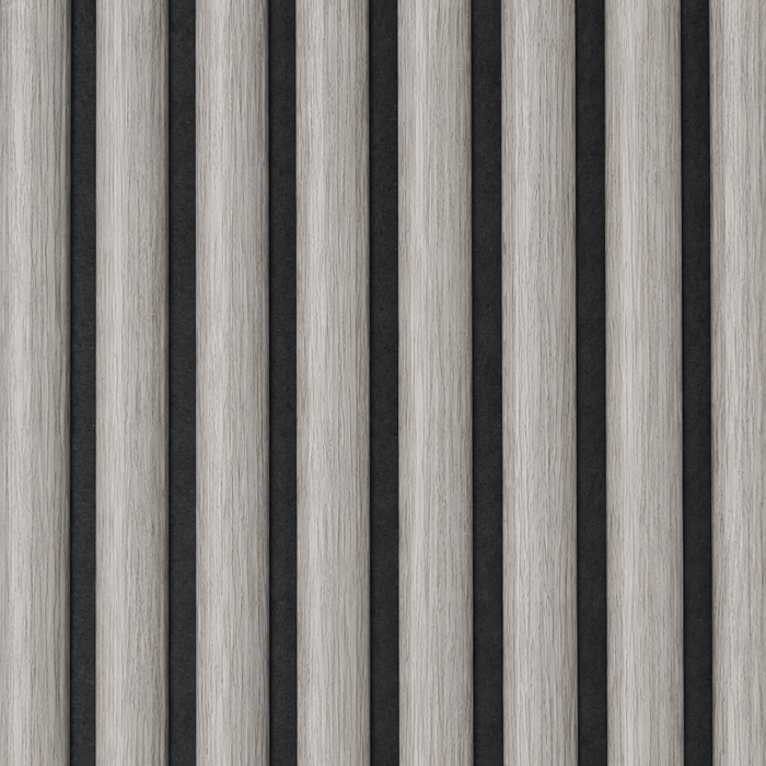 Light Grey oak Fluted on black Felt wooden wall Panels 2400mm x 600mm