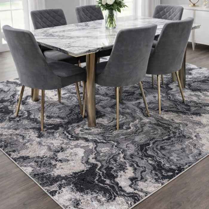Black & Grey Marble effect Nevada Rug