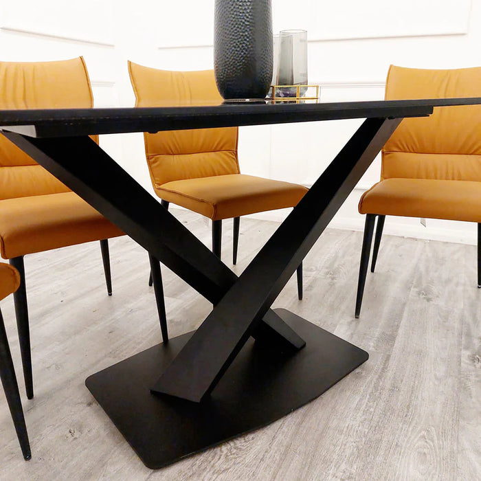 Apollo 1.6m Sintered stobe in black & Gold Dining table