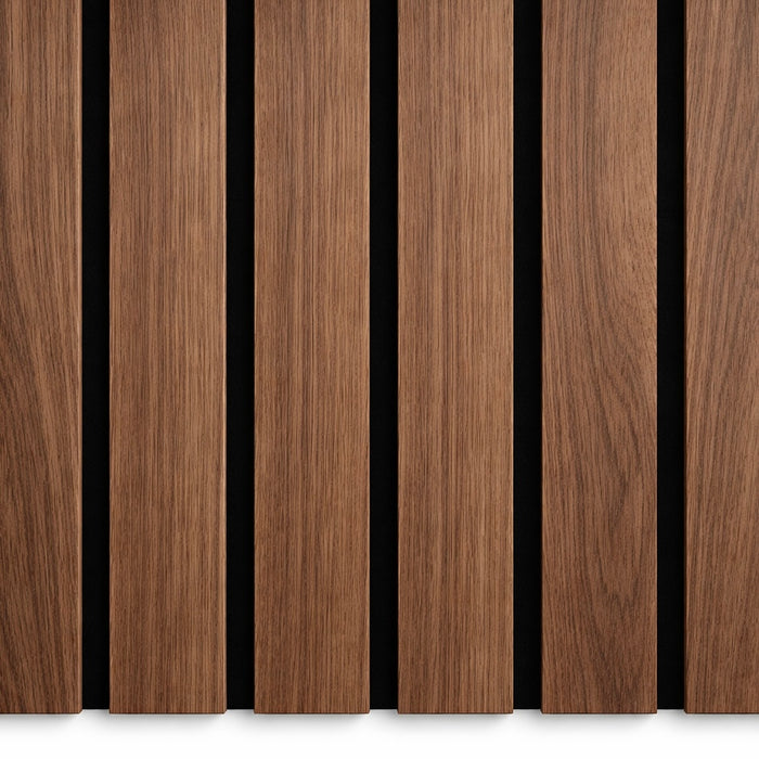 Wide Slat 3 sided Smoked Oak Acoustic Premium slatted wooden felt back wall Panels 2400mm x 600mm - x1 Panel