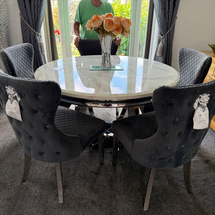 Chelsea Round 130cm Marble Dining set with 4 Lewis Chairs