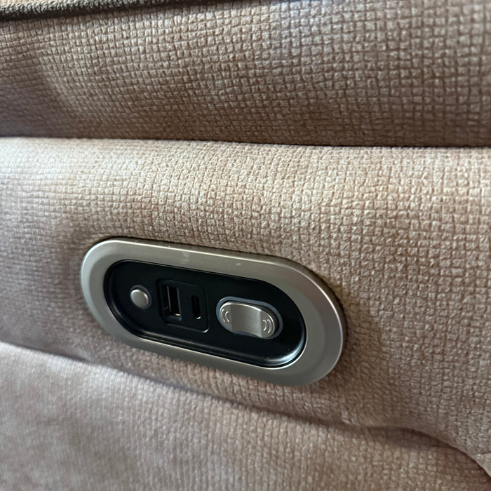 Cassa Beige Fabric Electric Recliner Corner Sofa