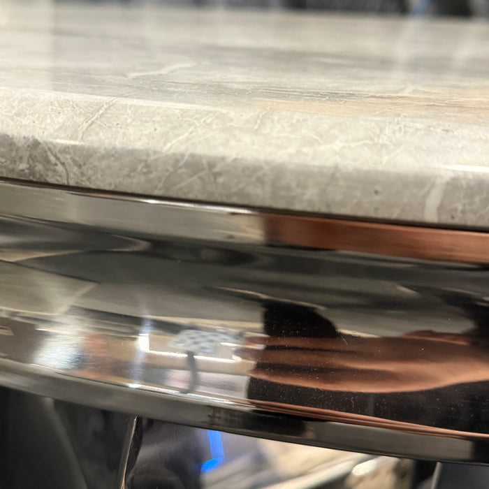 Louis marble 130Cm Round Dining Set With 4 Lewis Button Back Lion Chairs