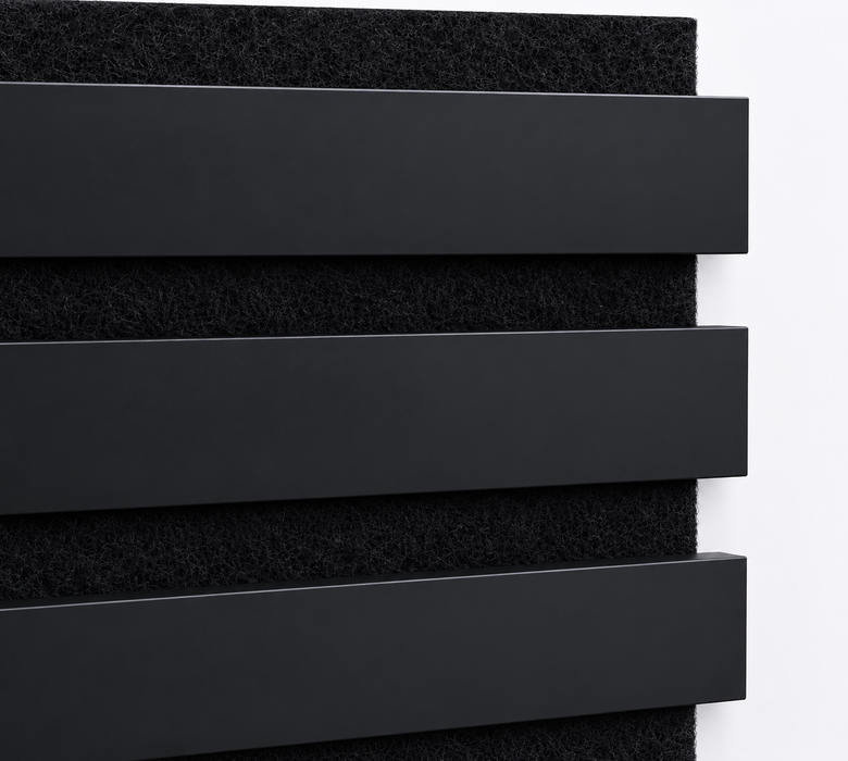 Black smooth standard Acoustic Slatted Wall Panel - 3 sided