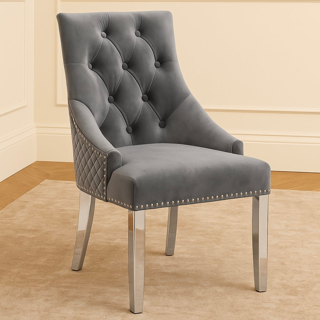 Pair of Bentley Quilted Back Knocker Dining Chairs