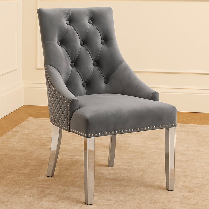 Pair of Bentley Quilted Back Knocker Dining Chairs