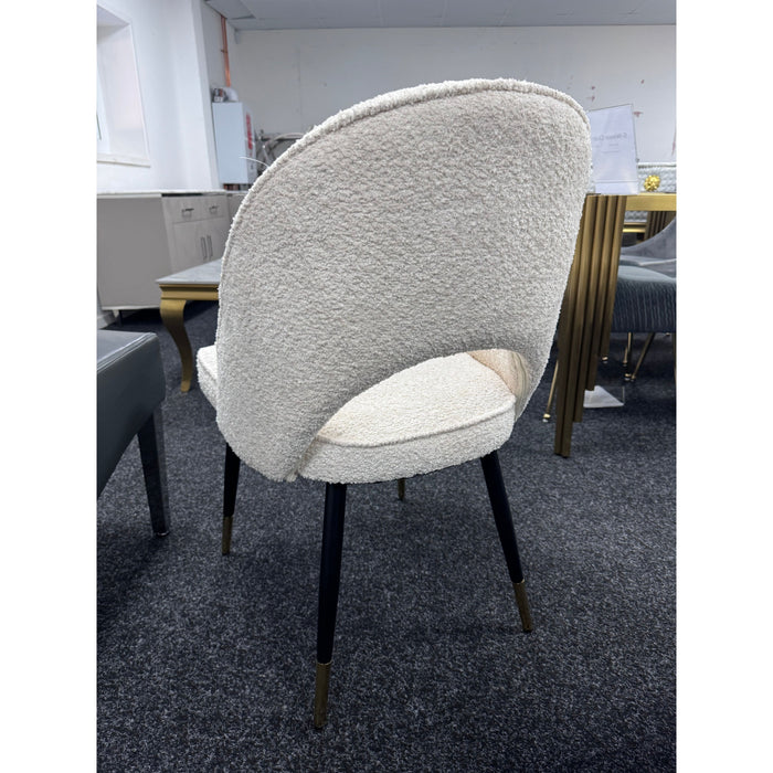 Pair of Venice Fabric Cream dining chairs in