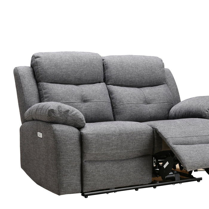 Caro Grey Fabric 2 Seater Manual Or Electric Recliner Sofa