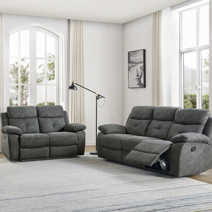 Conan Grey Fabric Manual Recliner Sofa Set