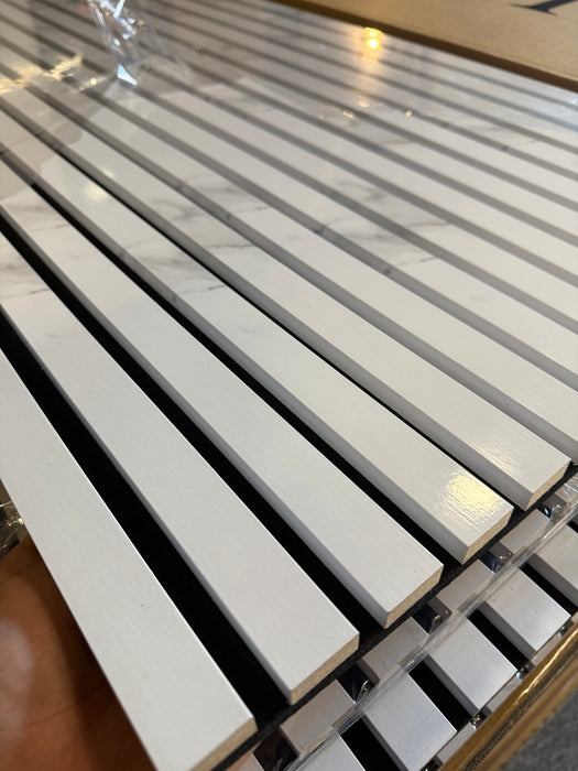 Slattherm™️ Acoustic White Marble Premium wooden wall Panel 2400mm x 600mm x 22mm
