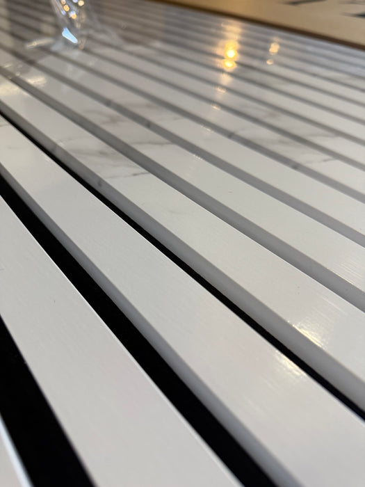 Slattherm™️ Acoustic White Marble Premium wooden wall Panel 2400mm x 600mm x 22mm