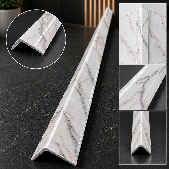 Aquapanl™️Calacatta white & gold External Corner trim 2400mm