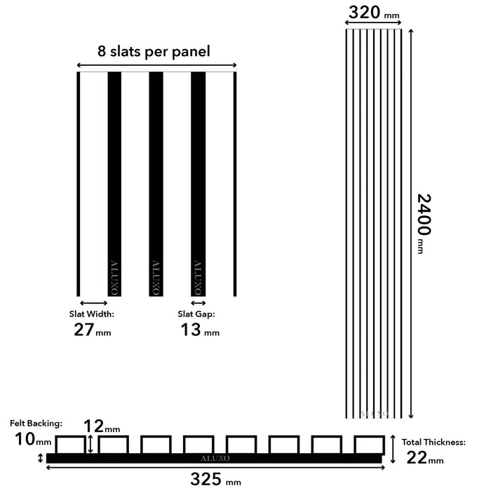 White Oak oak veneer 3 sided Extra wide Acoustic Premium slatted wooden wall Panels 2400mm x 320 (2 Pack)