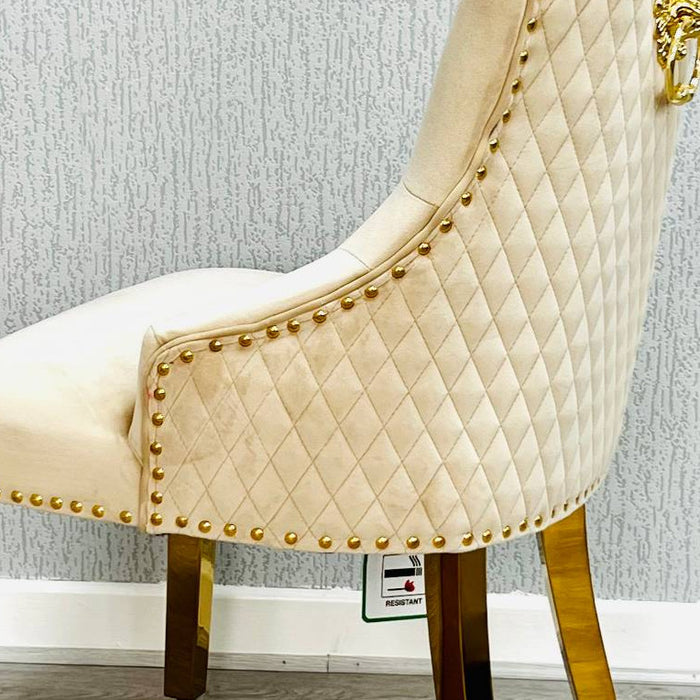 Louis 1.8m Cream marble with Bentley Cream dining chairs