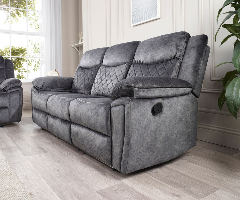 Brittany Grey Fabric 3 seater & 2 seater Recliner Sofa Set