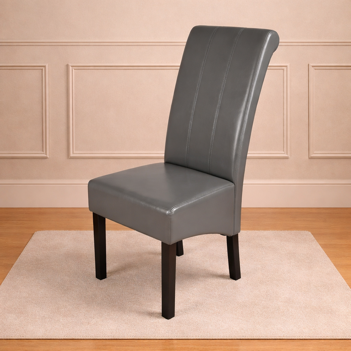 Pair of Lucy Grey Leather Dining chairs