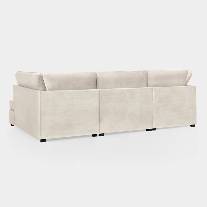 Carnaby U shape corner cinema sofa with Footstool In Beige Plush Velvet