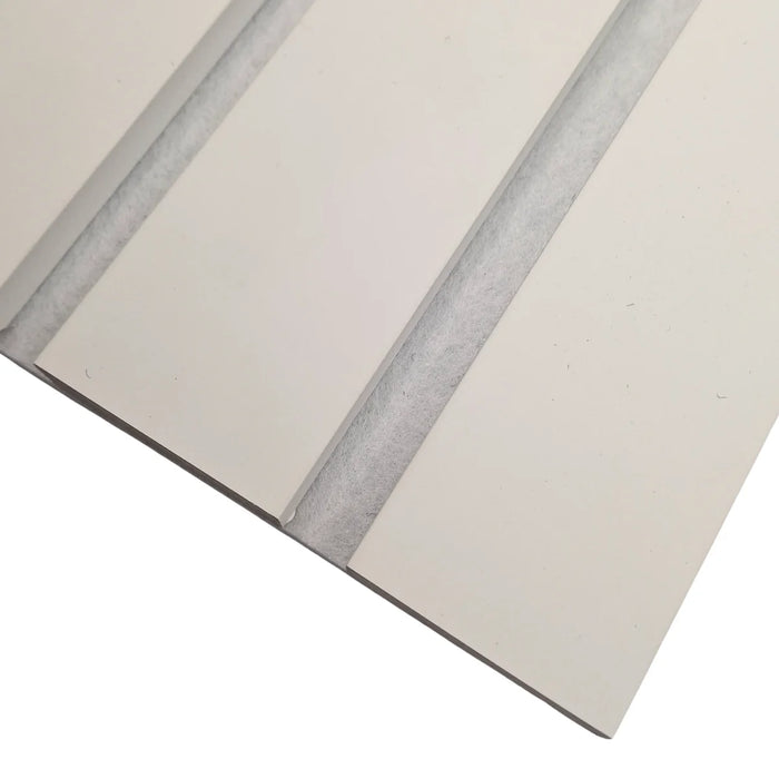 Wide White on White 3 sided Felt Acoustic Premium slatted wooden felt back wall Panels 2400mm x 600mm - x1 Panel