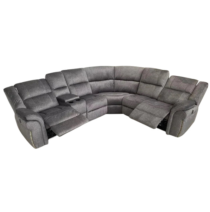 Berlin 5 Seater Fabric Electric Recliner Corner Sofa Inc Cupholder & Blue L.E.D Lightsh