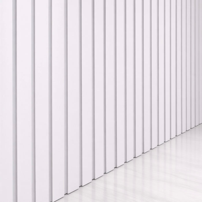 Wide White on White 3 sided Felt Acoustic Premium slatted wooden felt back wall Panels 2400mm x 600mm - x1 Panel