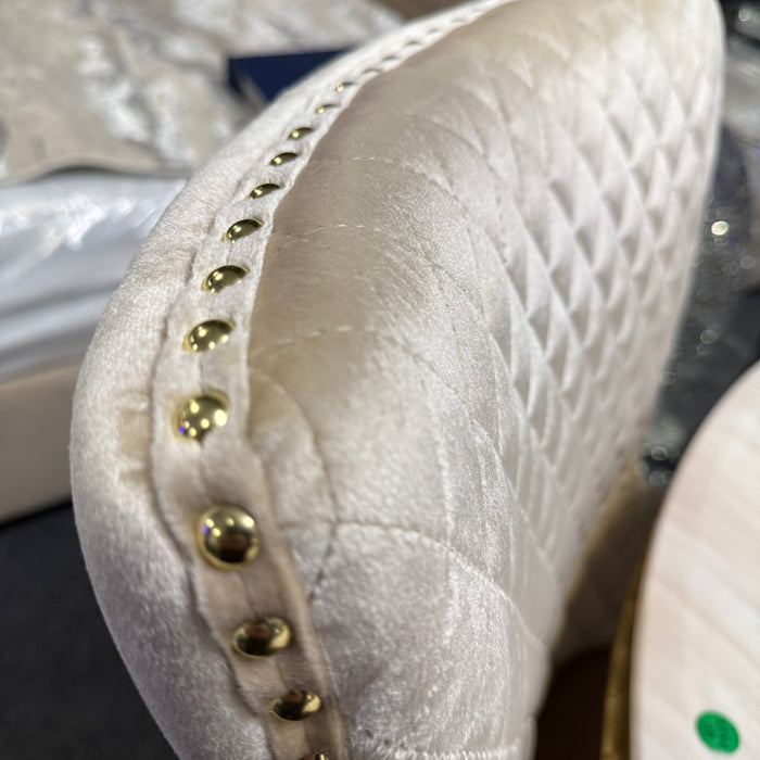 Louis Luxury 1.8m Cream marble with Victoria dining chairs and bench