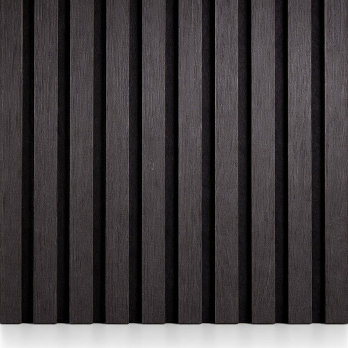 Jet black Acoustic Premium slatted wooden felt back wall Panels 2400mm x 600mm - x1 Panel