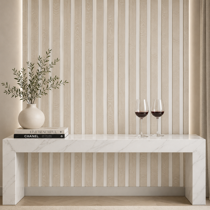 Acoustic Scandinavian Oak 3 Sided wooden wall Panel 2400mm x 600mm