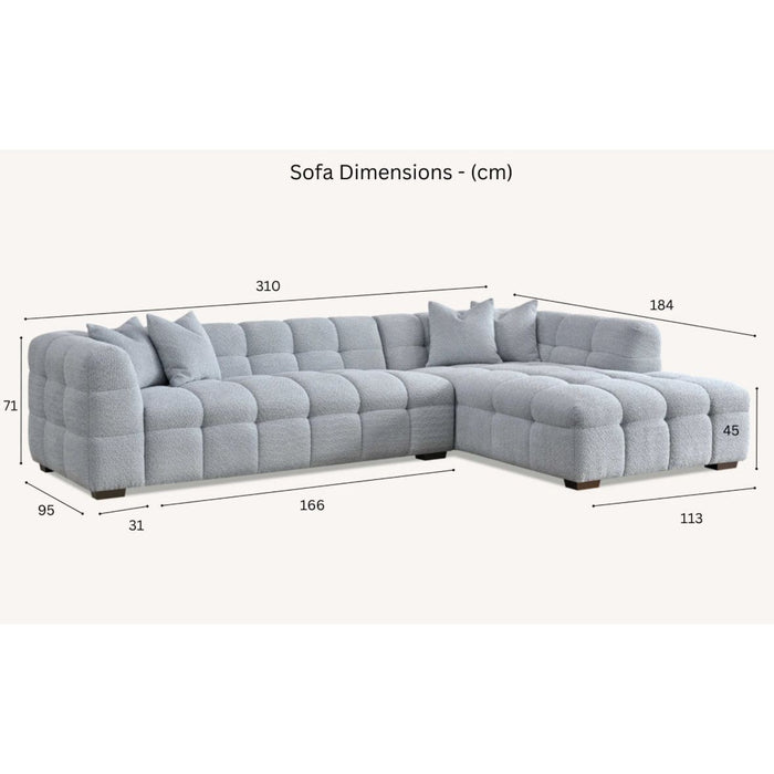Muirfield Boucle Fabric Chaise Corner Sofa in Various Colours