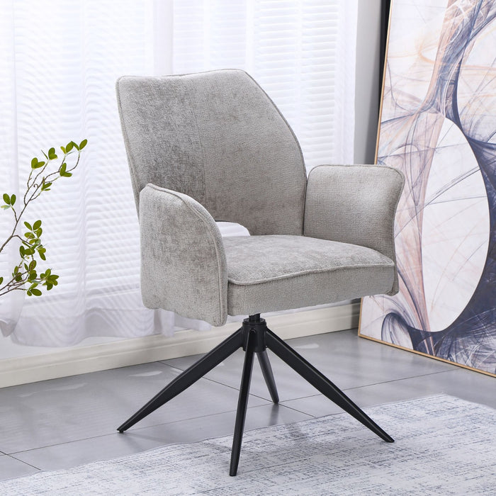 Pair of Russo 360 Auto Spin back fabric dining chair in light grey
