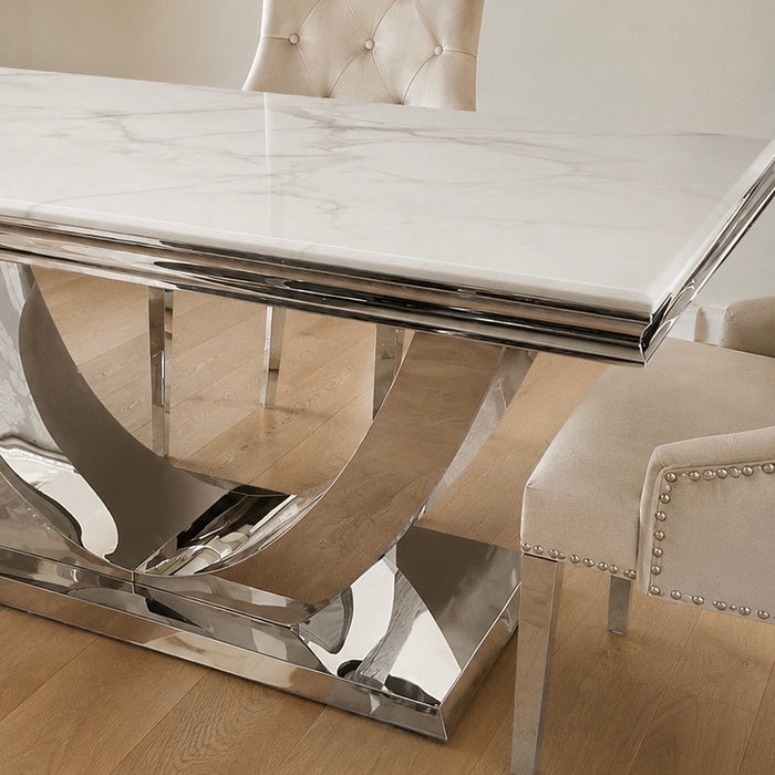 Denver luxury Marble 1.8m Dining Table and Cheshire Knocker Chairs
