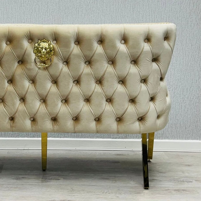 Victoria gold and cream velvet dining bench (Bench Only )