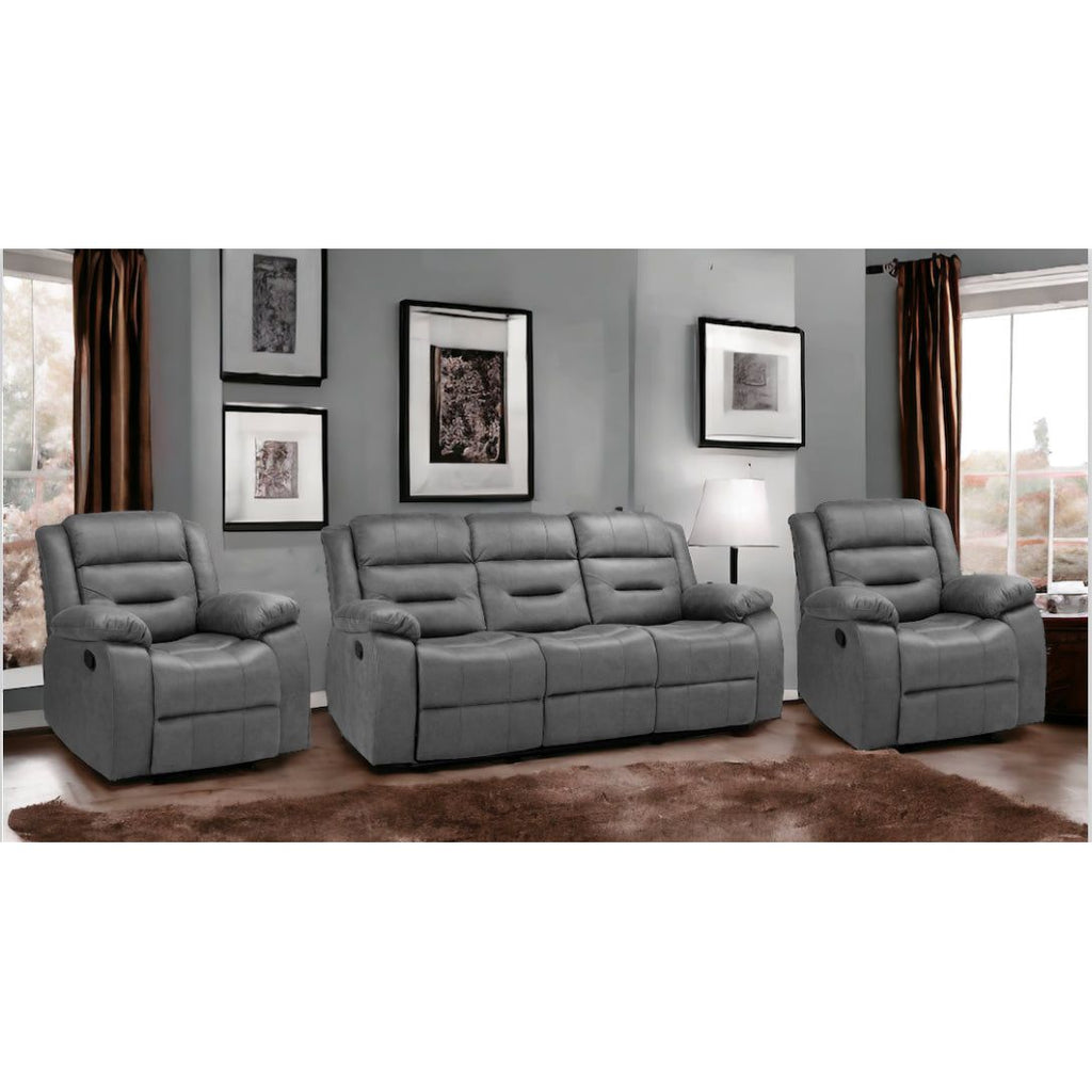 Montana 3 Seater Recliner Sofa and x2 Armchairs in Grey