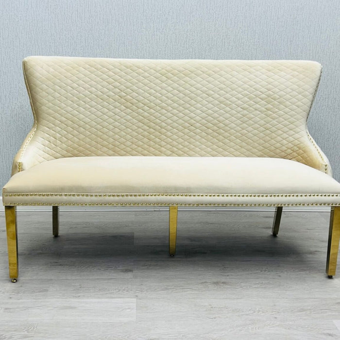 Victoria gold and cream velvet dining bench (Bench Only )