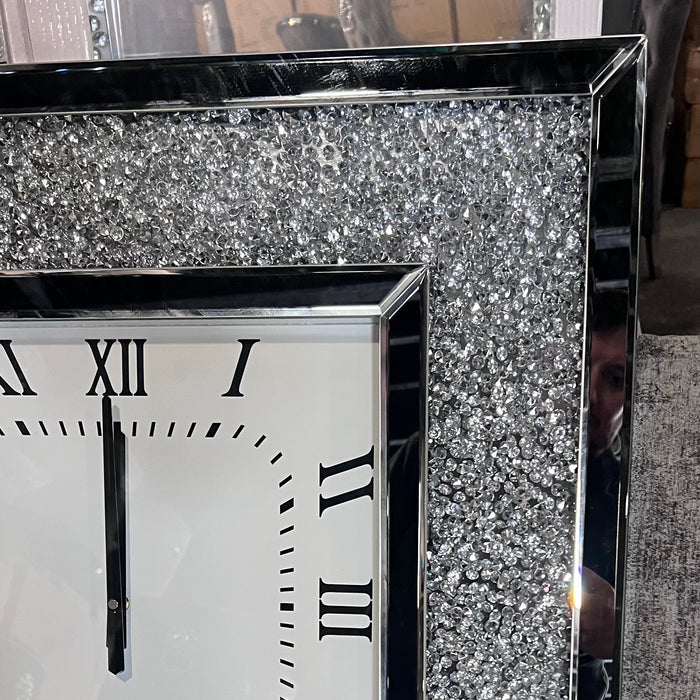 Extra large clock Mirrored with Diamonds 70cm x 70cm