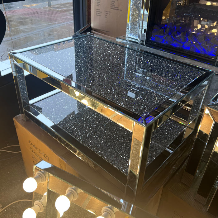 crushed diamond mirrored coffee table