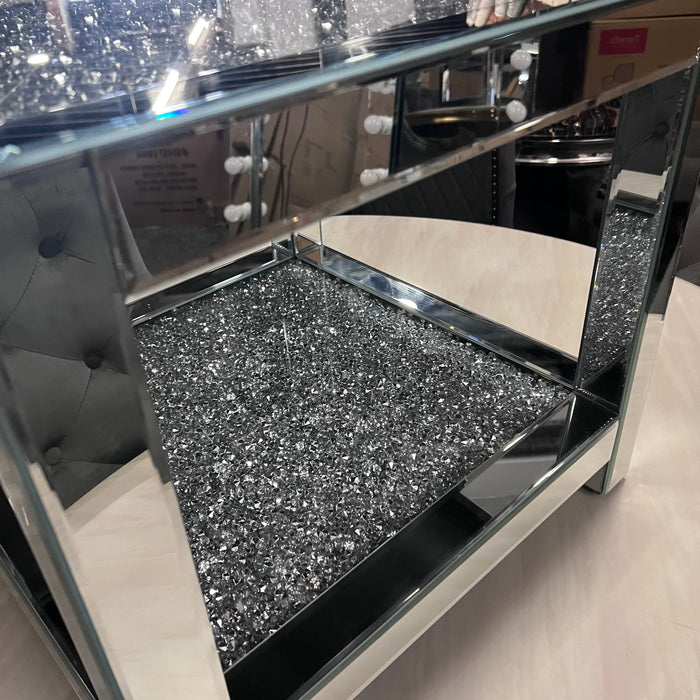 Crushed diamond mirrored lamp table