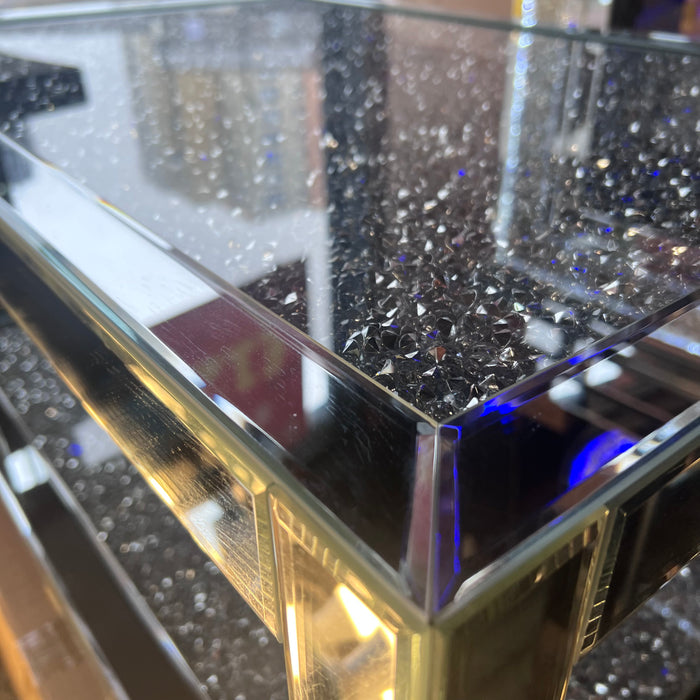 crushed diamond mirrored coffee table