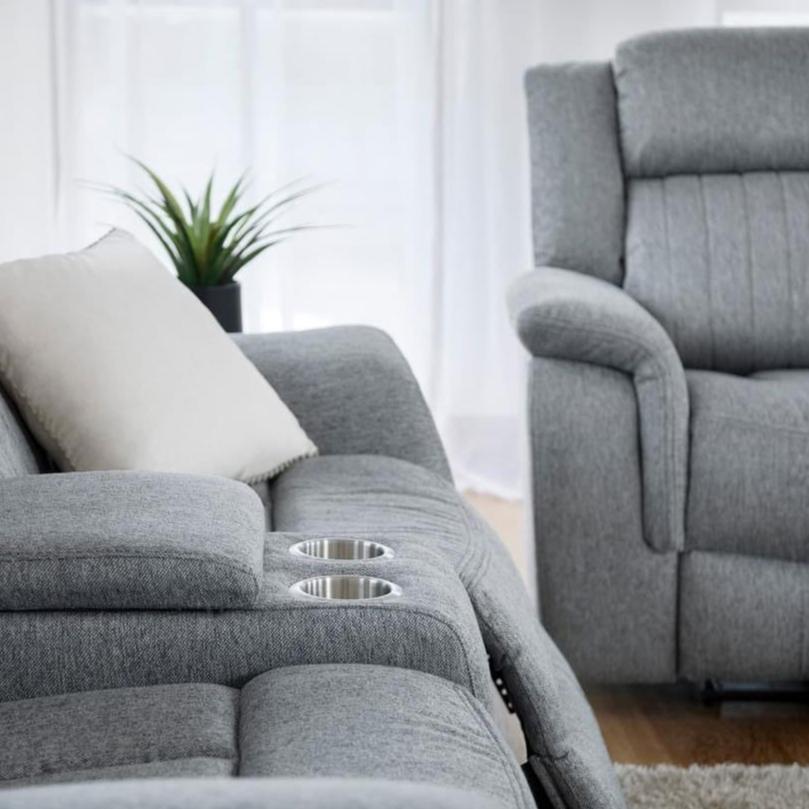 Linden Grey Fabric 3 seater & 2 seater Recliner Sofa Set