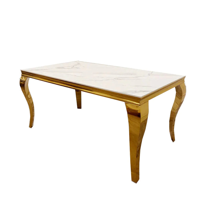 Louis 1.8m gold frame sintered stone or marble dining table
