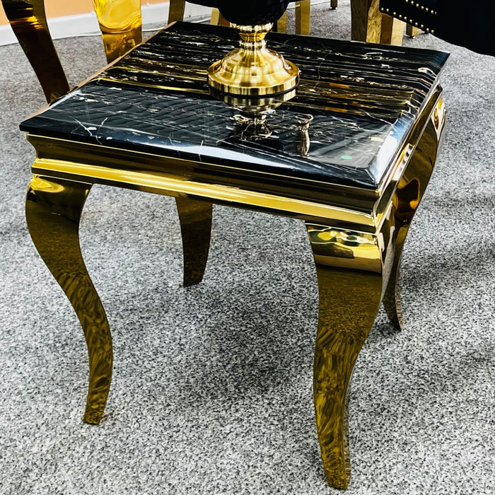 Louis gold framed black marble lamp table